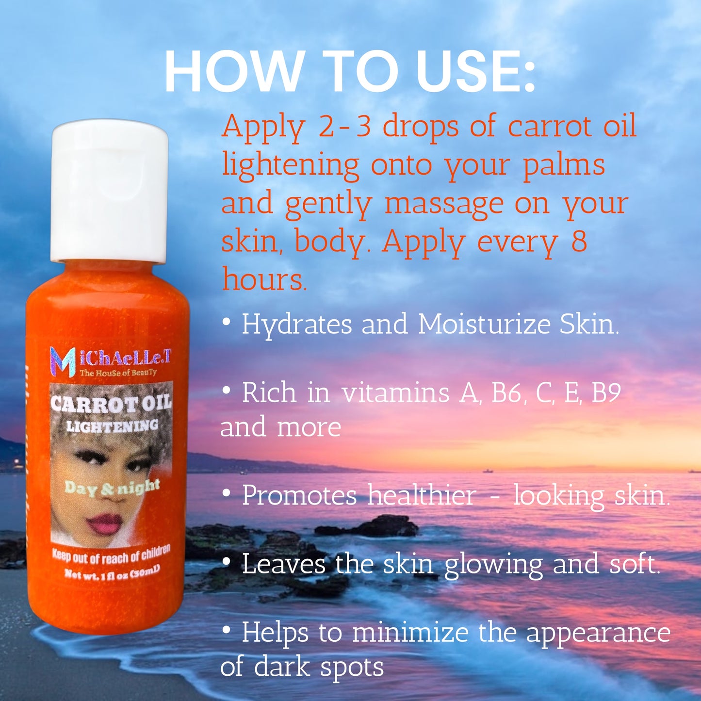 CARROT OIL - Pure Organic - For Face & Body